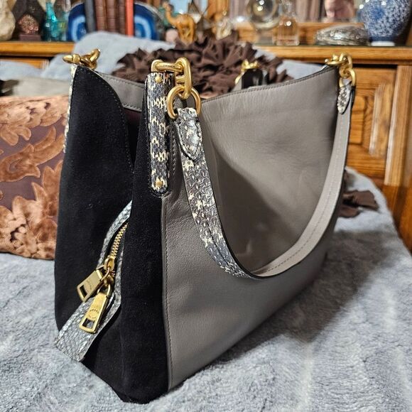 Coach Dalton 31 Shoulder Bag Purse in Colorblock with Pearlized Python Snakeskin - Picture 1 of 10